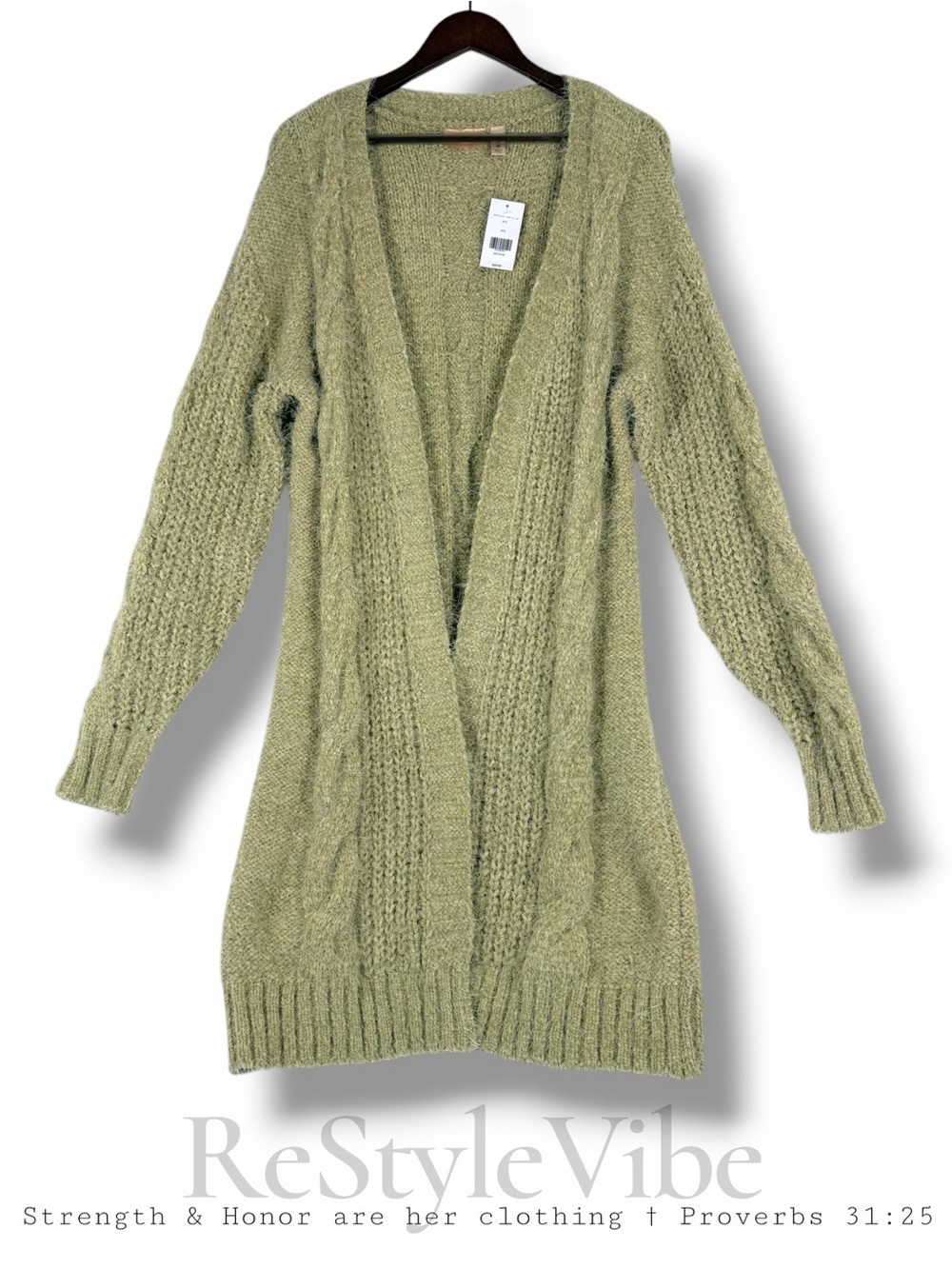 WILLOW & ROOT Women’s Size M Sweater Cardigan Longline NWT Cable Knit SOFT